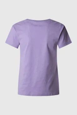 Camiseta de manga curta com logo floral na frente
