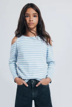 Camiseta feminina canelada ombro a ombro