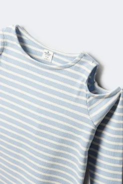 Camiseta feminina canelada ombro a ombro