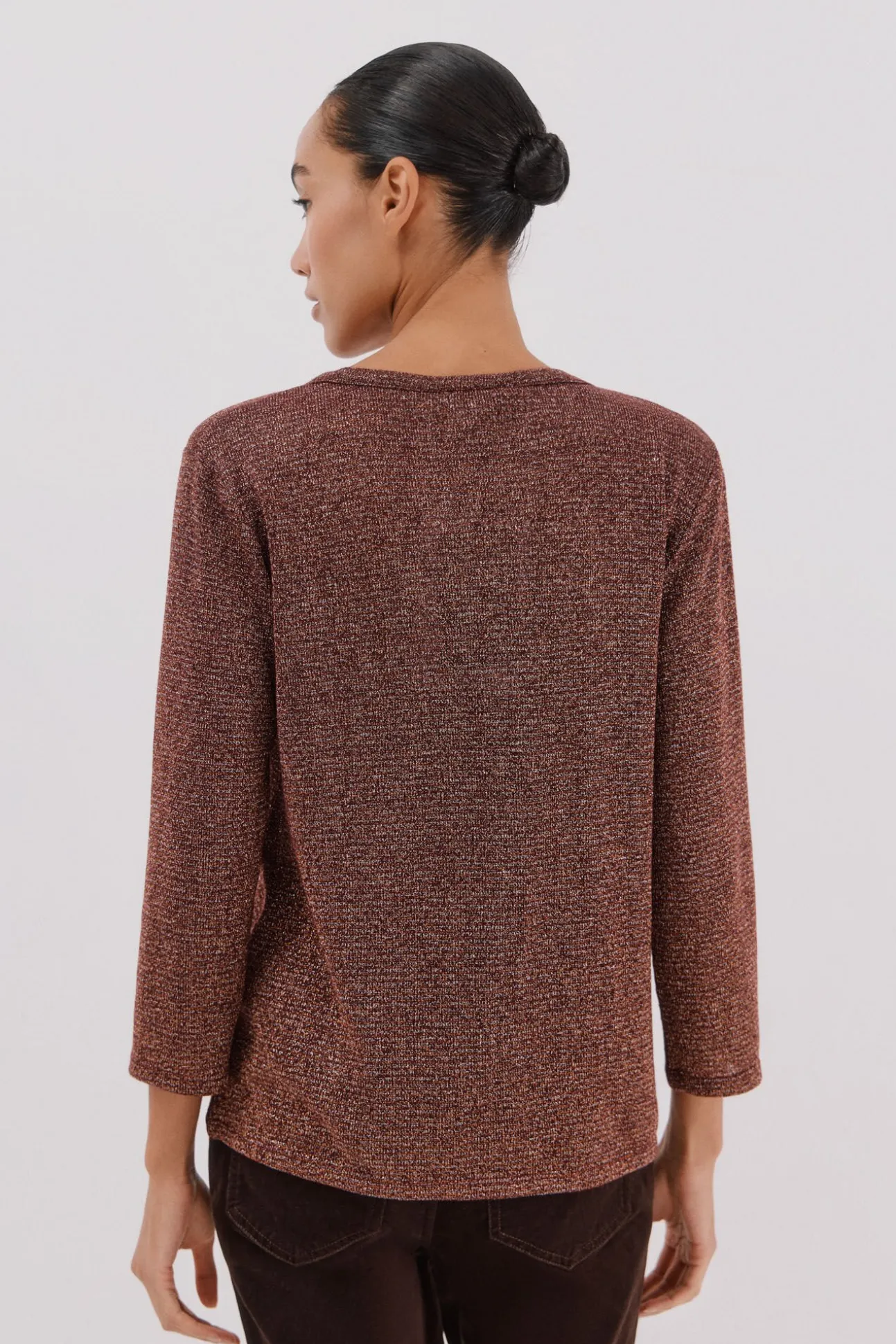 Camiseta gola mao lurex