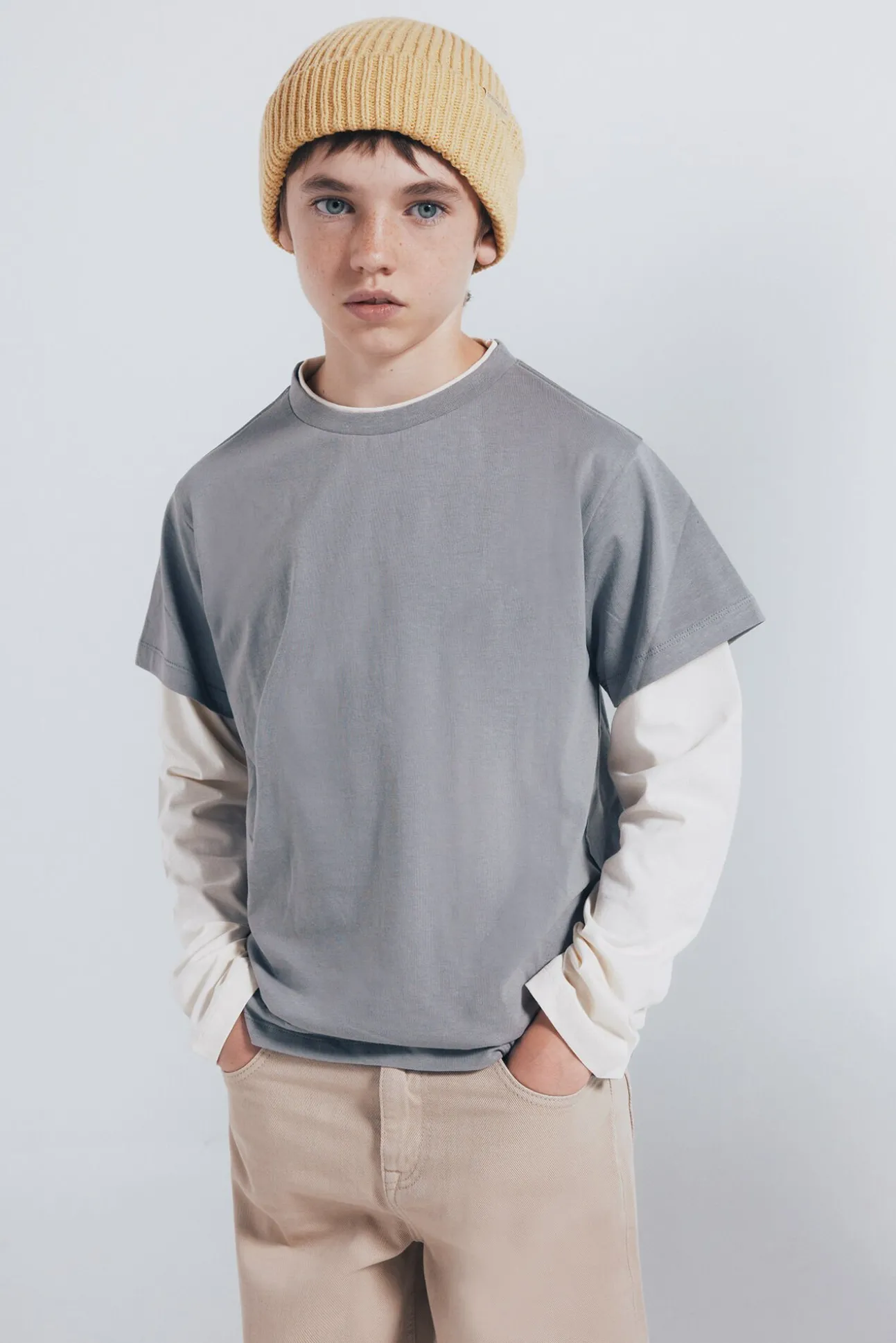 Camiseta manga comprida masculina de manga dupla