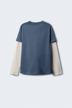Camiseta manga comprida masculina de manga dupla