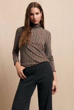 Camiseta melange de gola alta