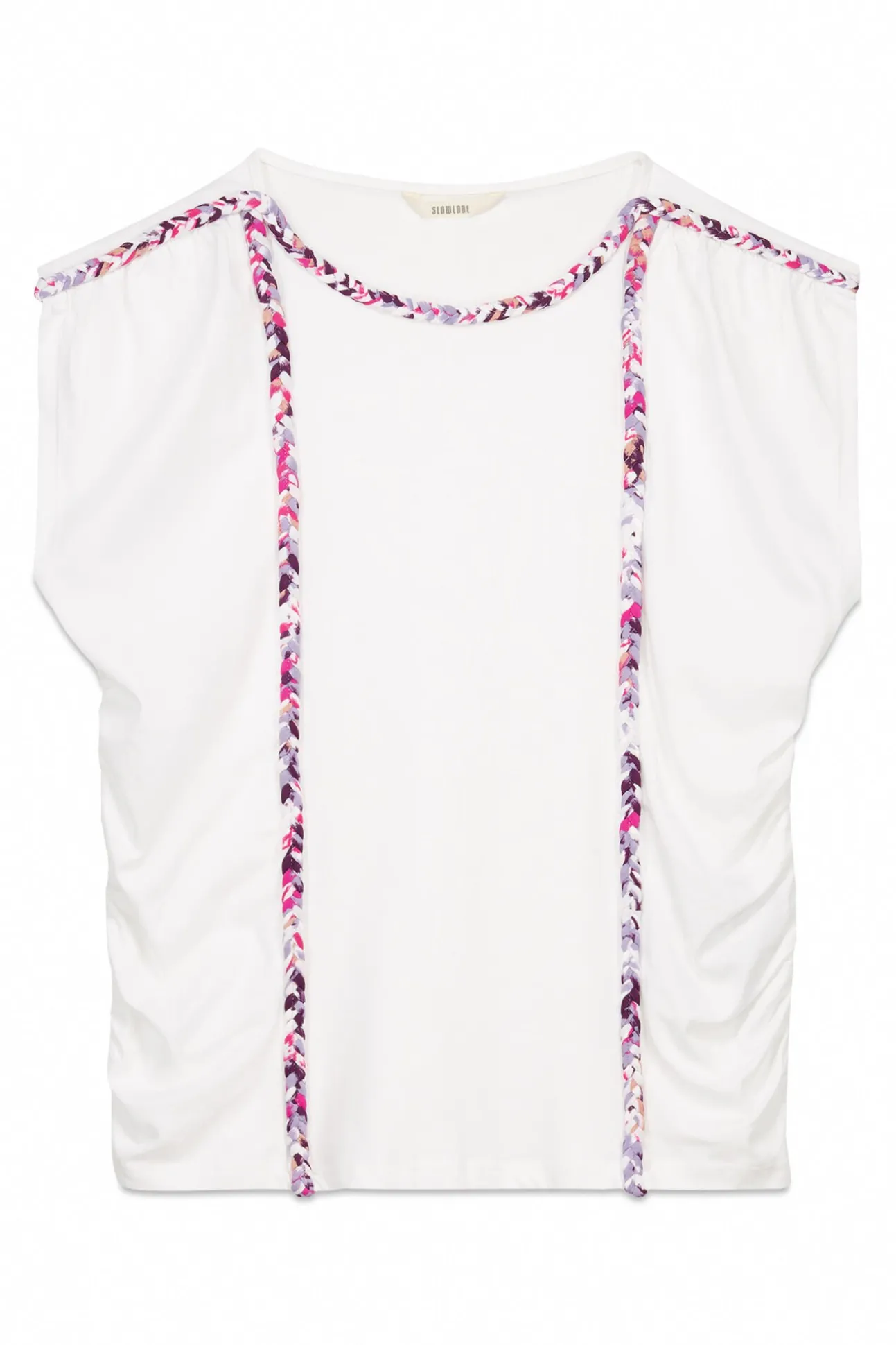 Camiseta trançada franzida