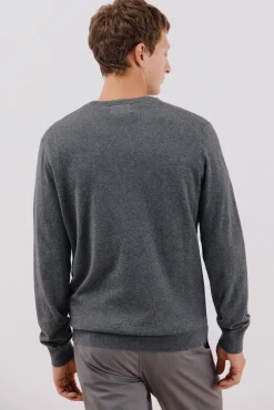 Camisola algodão caxemira gola em bico