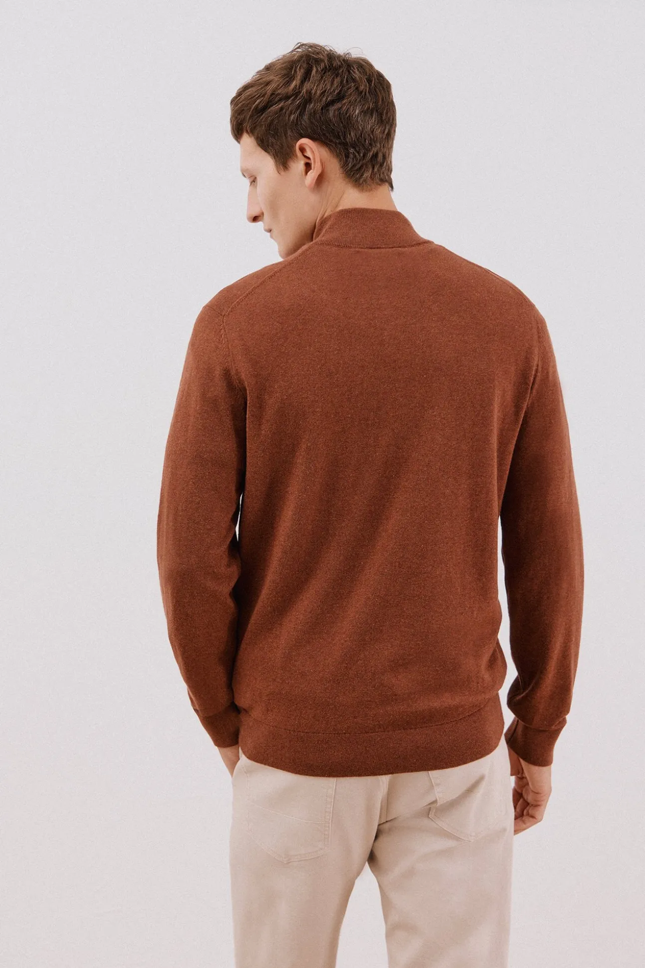 Camisola algodão caxemira gola alta