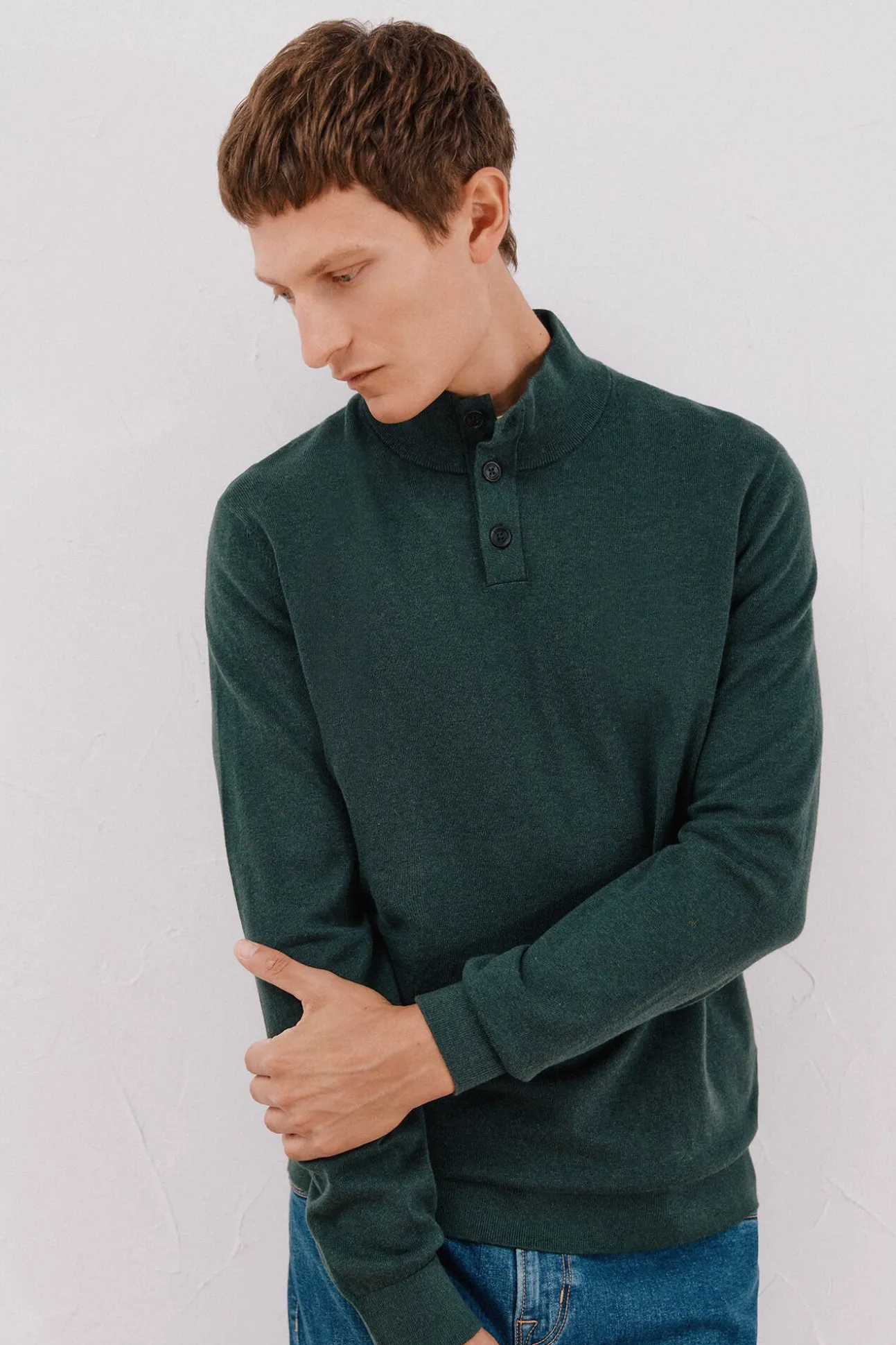 Camisola algodão caxemira gola alta