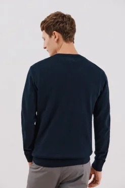 Camisola algodão caxemira gola em bico