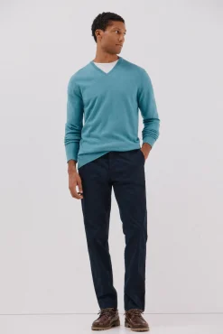 Camisola algodão caxemira gola em bico