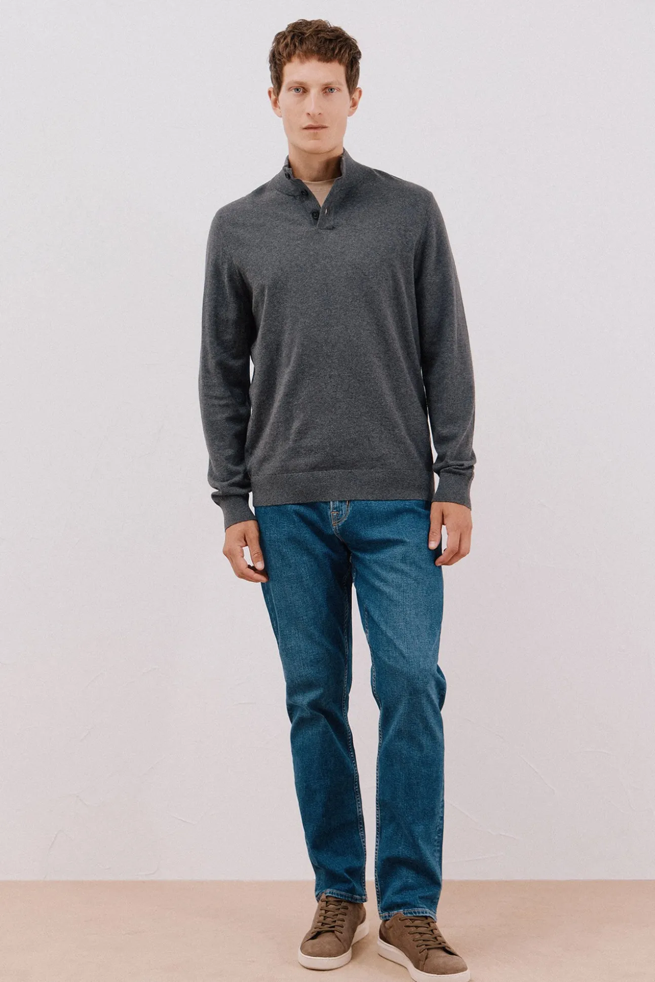 Camisola algodão caxemira gola alta