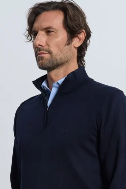 Camisola azul marinho com meia fecho-éclair