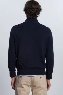 Camisola azul marinho com meia fecho-éclair