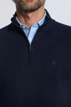 Camisola azul marinho com meia fecho-éclair