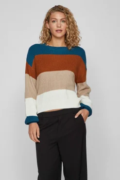 Camisola canelado com riscas