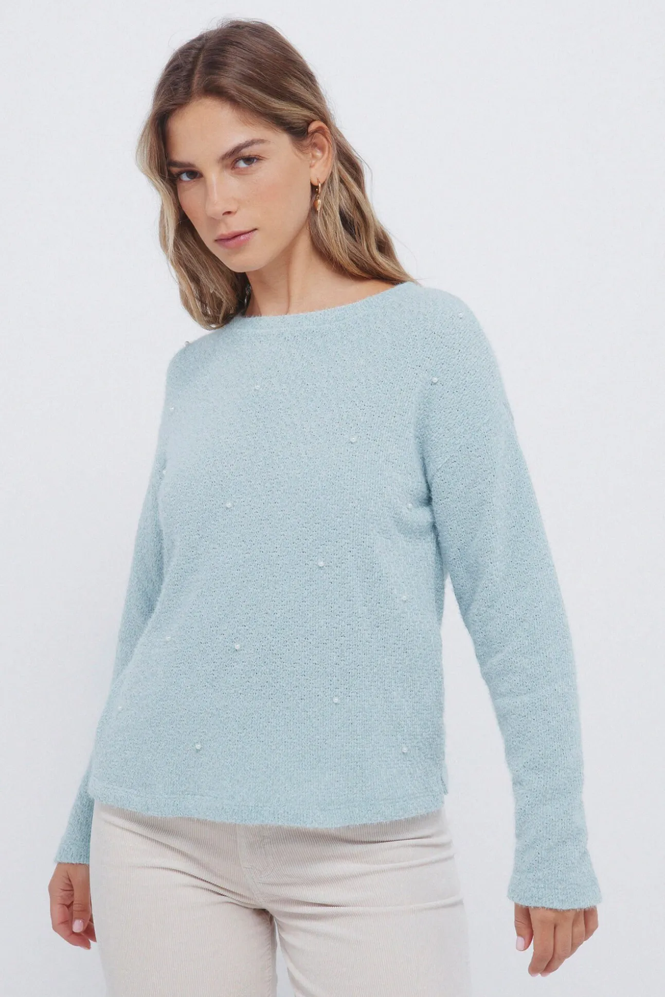 Camisola chenille pérolas