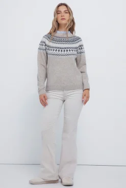 Camisola com borda jacquard e gola combinada