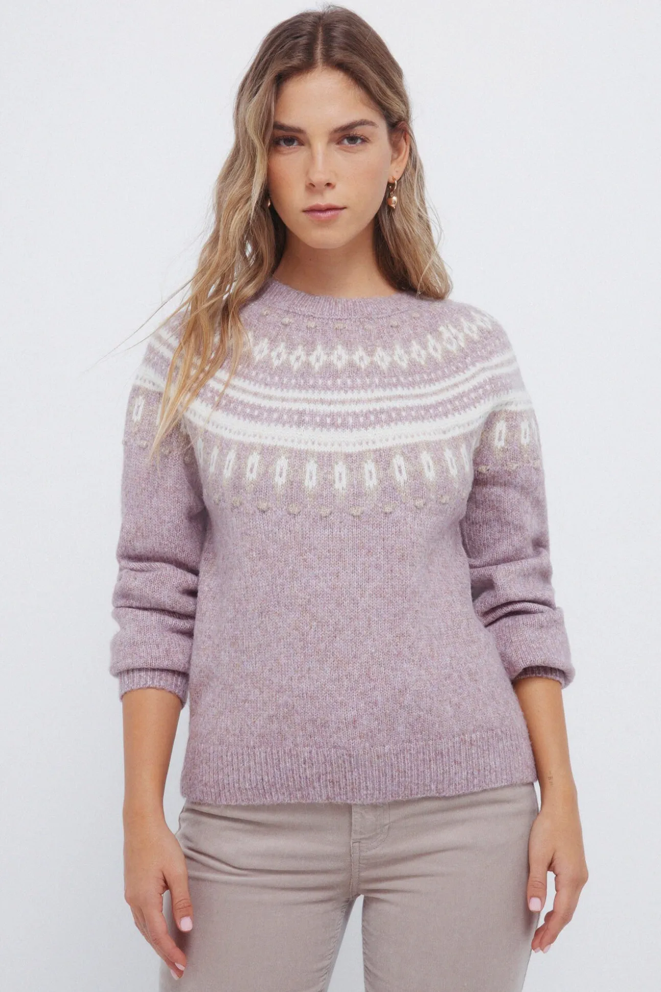 Camisola com detalhes jacquard