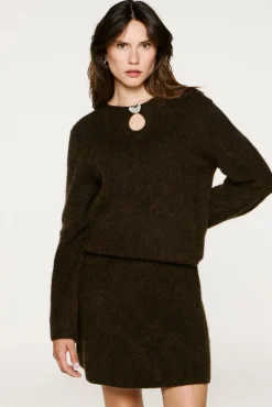 Camisola com detalhes metálicos em lã e alpaca
