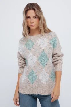 Camisola com estampa de diamantes manchados