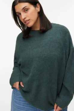 Camisola com gola em V curvo