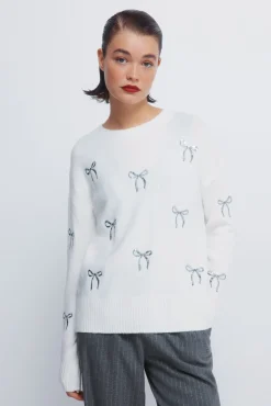 Camisola com laços de lantejoulas