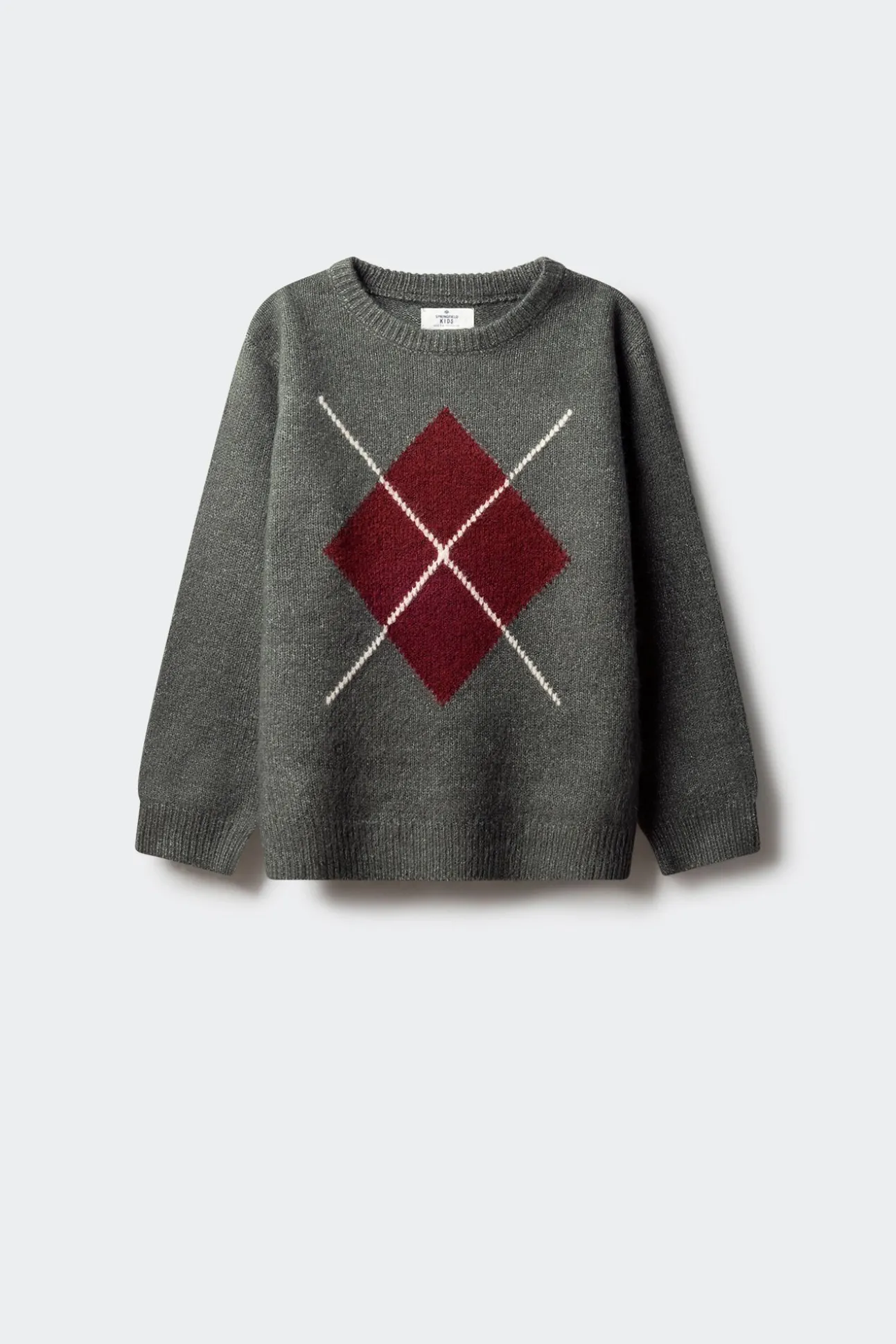 Camisola cáqui com estampa de diamantes para meninos
