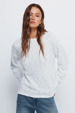 Camisola de chenille com botões no ombro