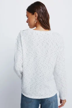 Camisola de chenille com botões no ombro