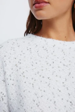 Camisola de chenille com botões no ombro