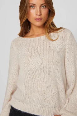 Camisola de flores em malha com lã
