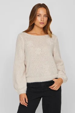 Camisola de flores em malha com lã