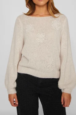 Camisola de flores em malha com lã