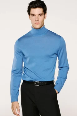 Camisola de gola alta 100% lã merino