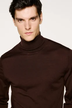 Camisola de gola alta 100% lã merino