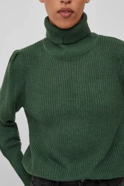 Camisola de gola alta canelado