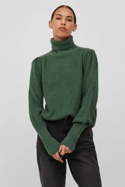 Camisola de gola alta canelado