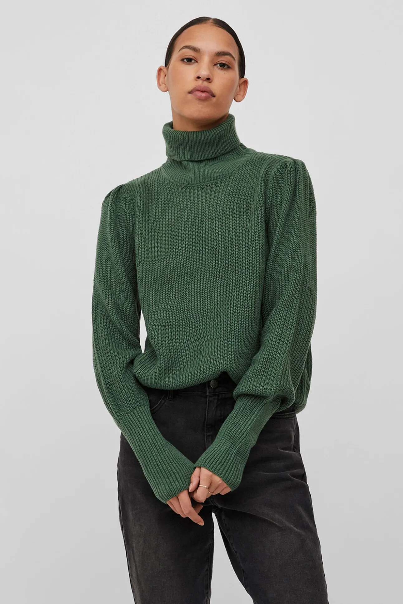 Camisola de gola alta canelado