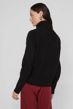 Camisola de gola alta canelado