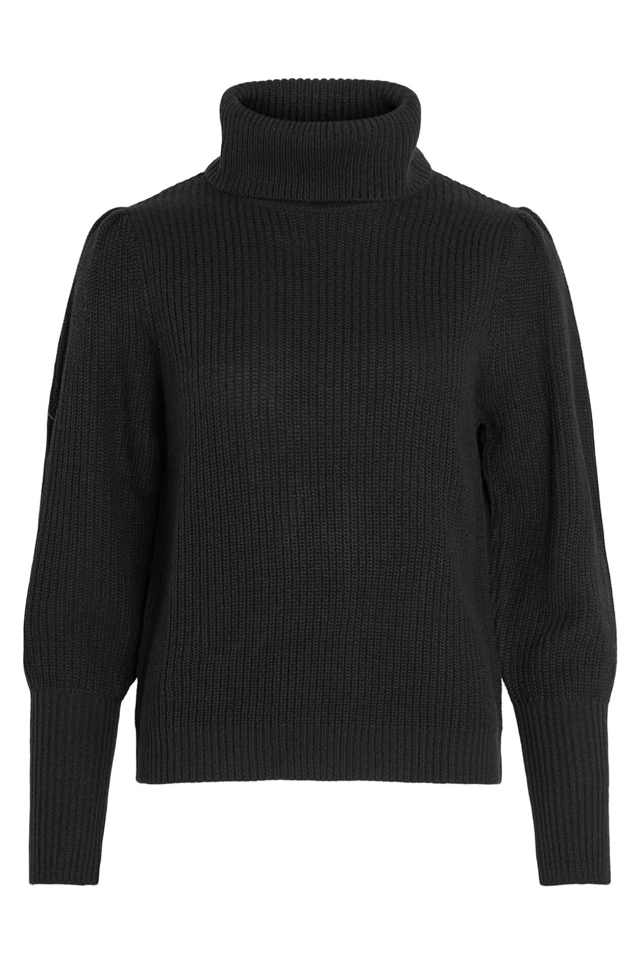 Camisola de gola alta canelado