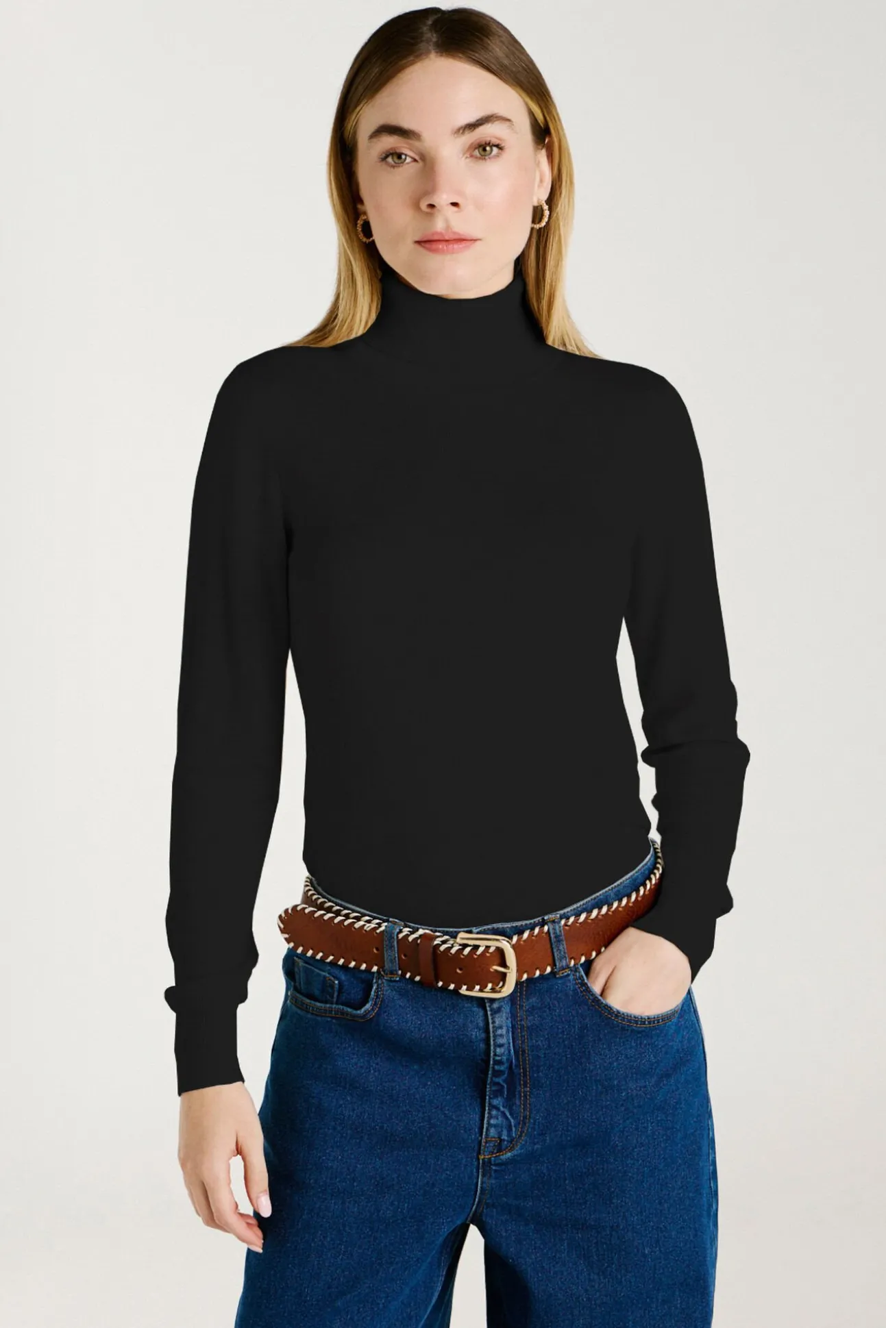 Camisola de gola alta com viscose