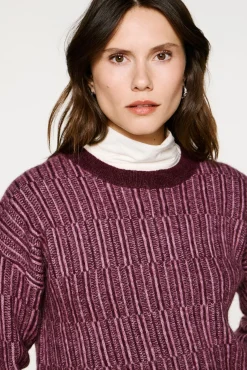 Camisola de gola caixa de alpaca e lã