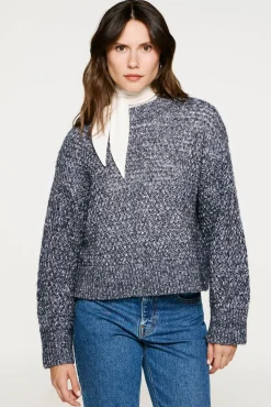 Camisola de gola caixa de algodão orgânico