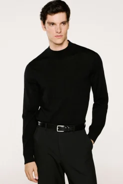 Camisola de gola falsa 100% lã merino.