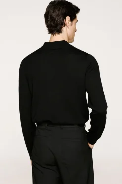 Camisola de gola falsa 100% lã merino.