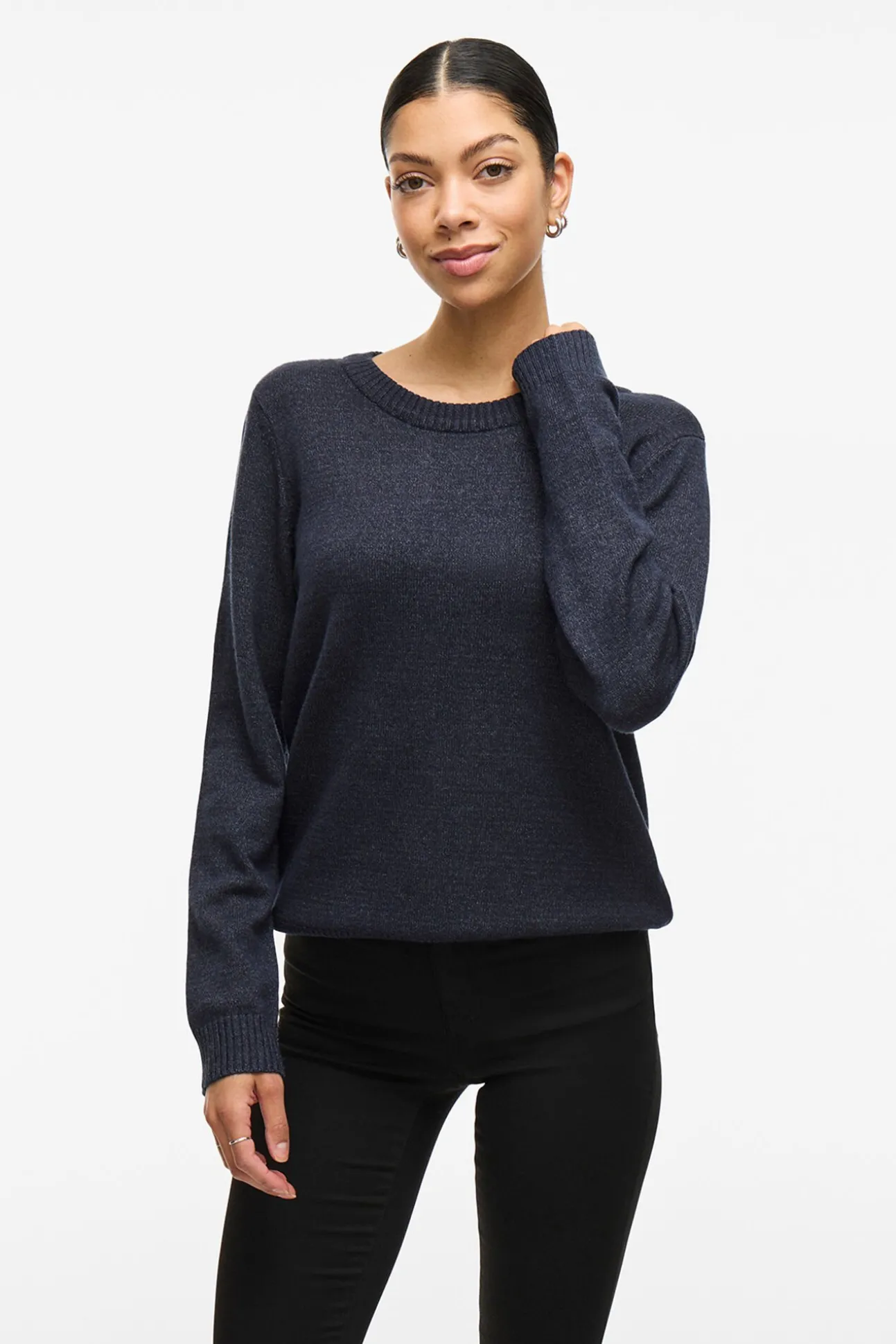 Camisola de gola redonda de viscose