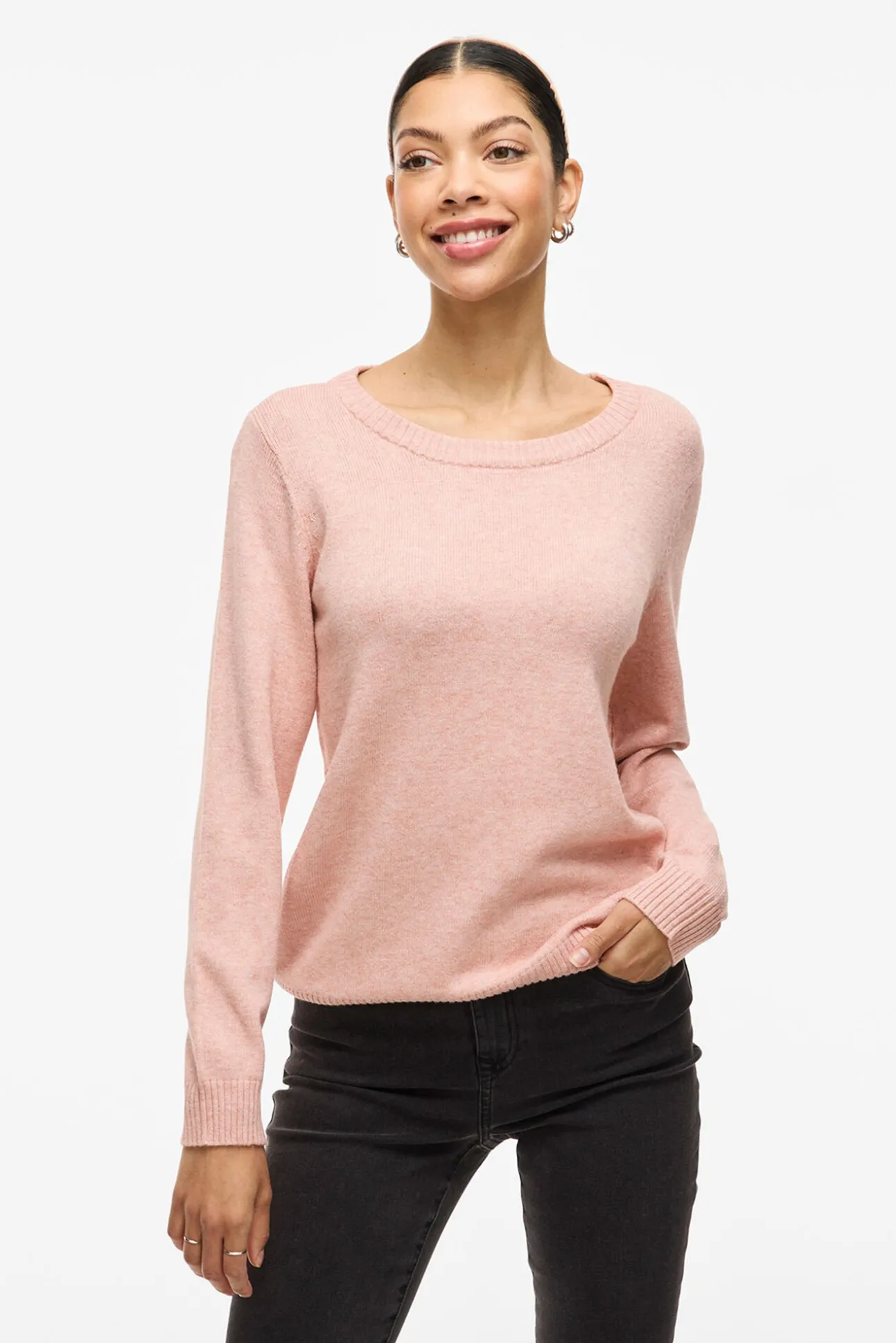 Camisola de gola redonda de viscose