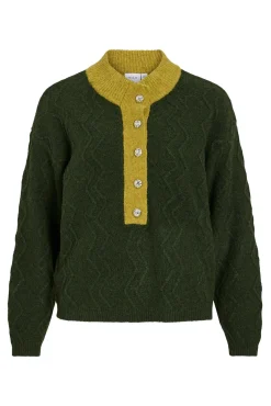 Camisola de lã com botões no gola