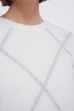 Camisola de lantejoulas com diamantes