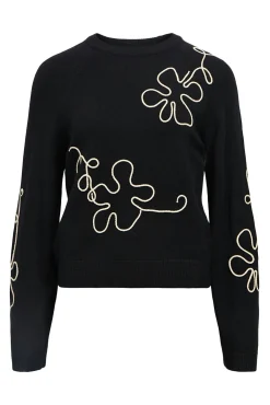 Camisola de malha bordado com flores