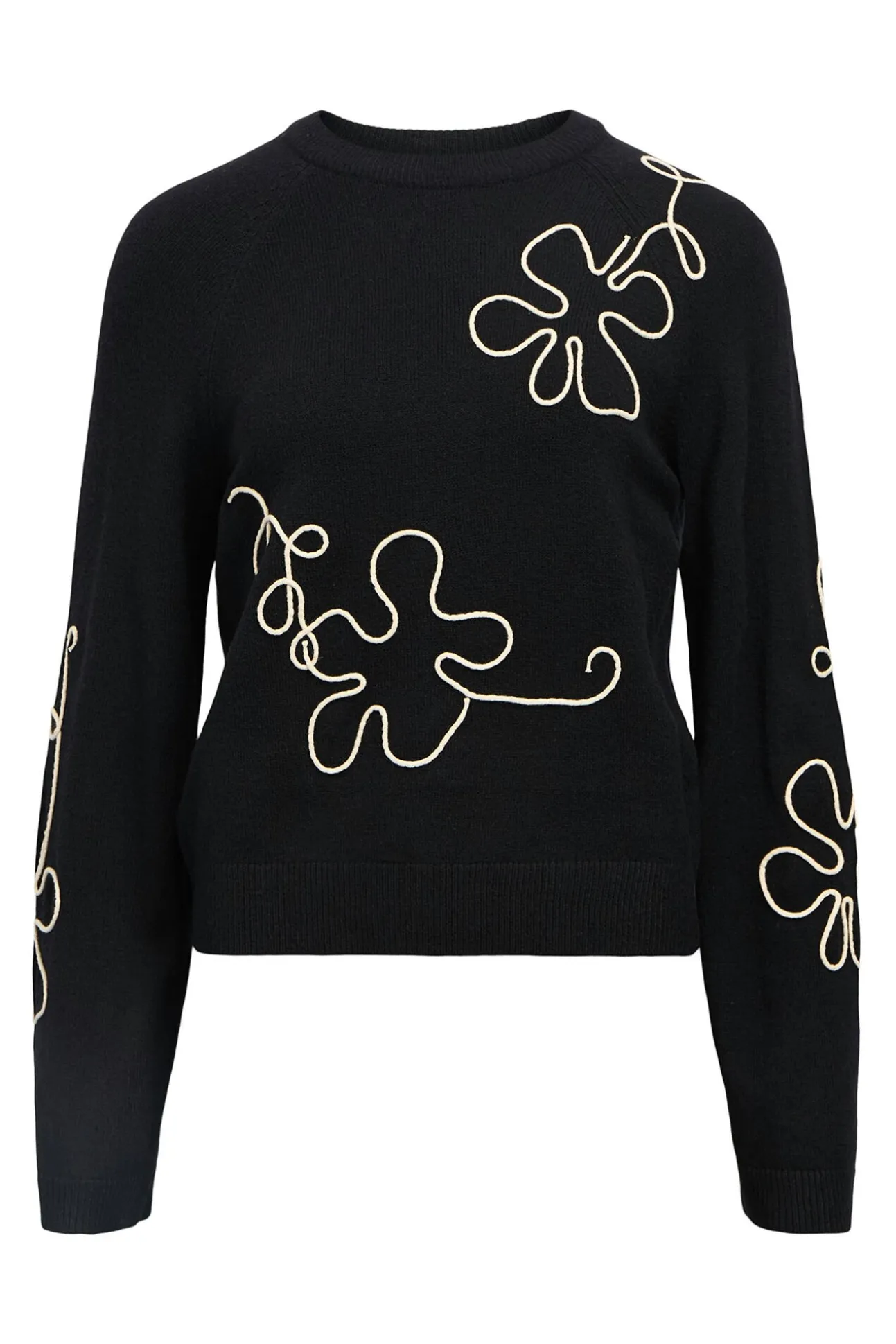 Camisola de malha bordado com flores